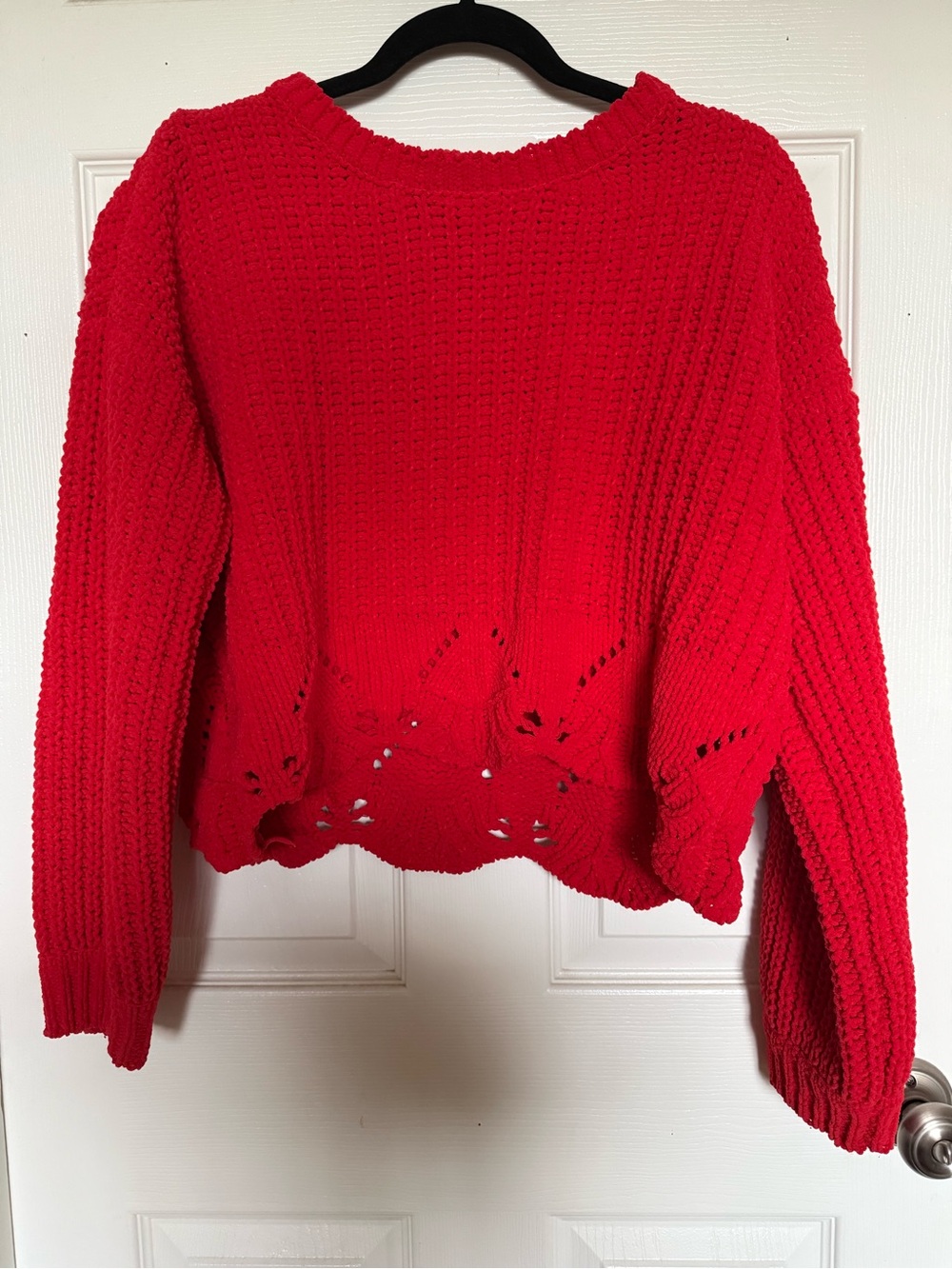 Francesca’s Alya Red Women's Chunky Crop Knit Sweater- S